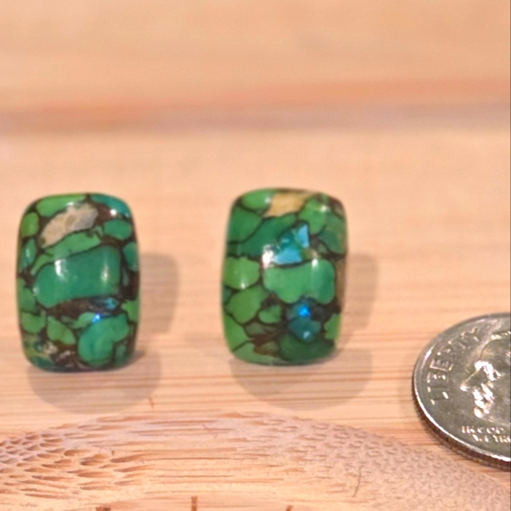 Green Copper Turqouise Stud Earrings
